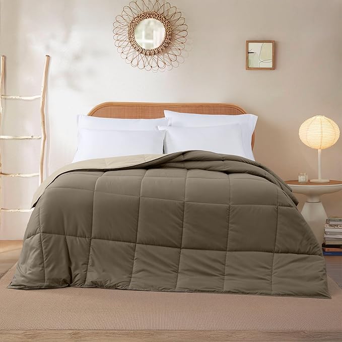 Modern Threads Down Alternative Reversible Comforter Taupe/Champagne Queen
