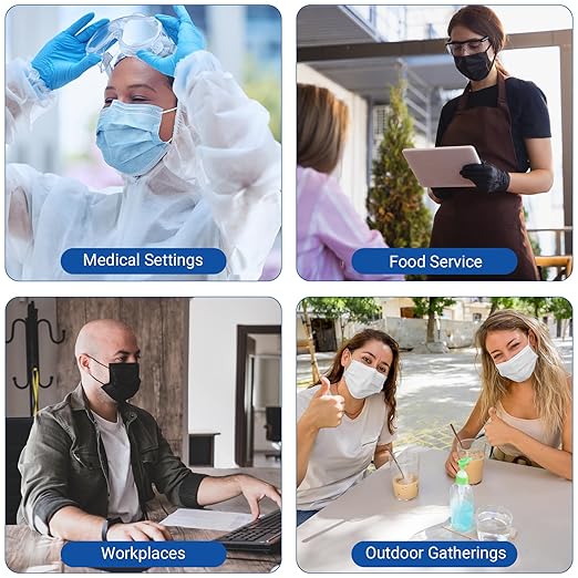 JMU 500 Pcs Medical Disposable Face Masks, 4-Ply ASTM Level 3 Face Masks for Adults, Blue, 10 Box