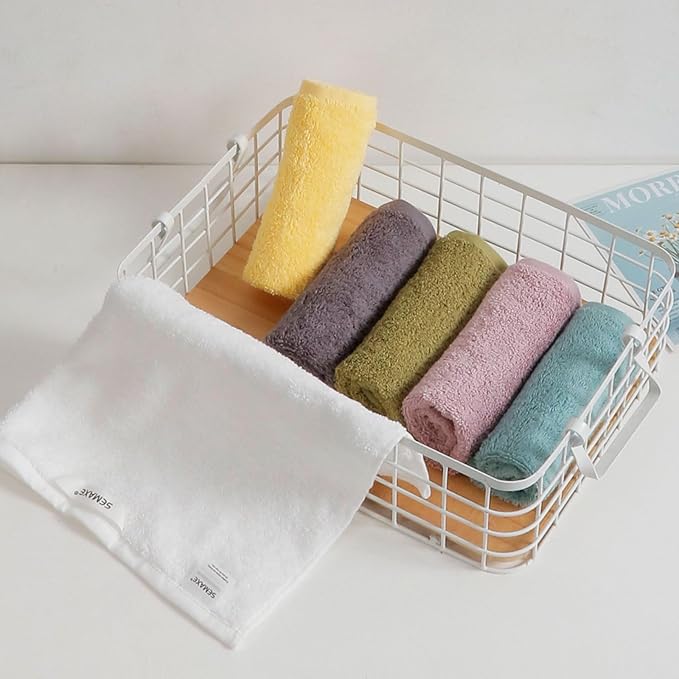 SEMAXE 100% Cotton Washcloths for Bathroom - 24 Pack, Quick-Dry Face Towels with Hanging Loop, Highly Absorbent and Soft, 13x13 Inch, Purple