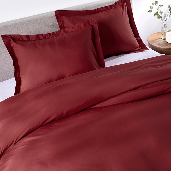 PeachSkinSheets 1500tc Level of Softness Soft Cooling Duvet Cover Set | King/Cali King Size - Deep Crimson Red