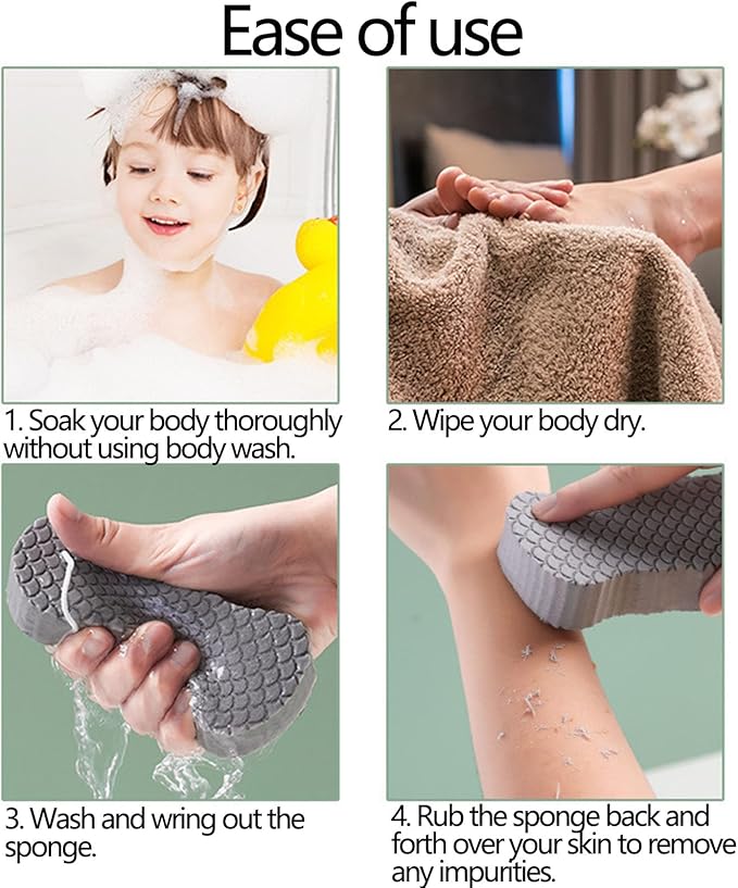 SODOI Shower Sponge 6-Pack 3D Ultra-Soft Exfoliating Bath Sponge Gentle on Skin Suitable for Adults Children and Pregnant Women Reusable (1 White + 1 Gray + 2 Blue + 2 Pink) + 6 Clear Hooks