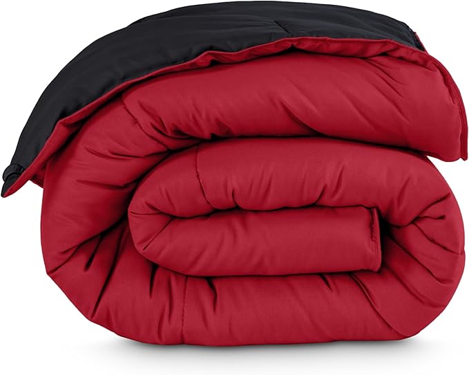 Bare Home Twin/Twin Extra Long Comforter - Reversible Colors - Goose Down Alternative - Ultra-Soft - Premium 1800 Series - All Season Warmth - Bedding Comforter (Twin/Twin XL, Black/Red)