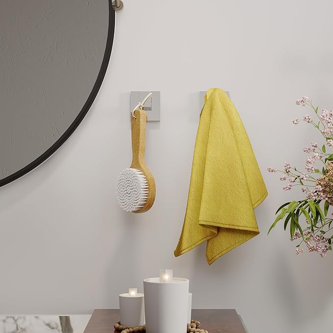 Ruacq Towel Hooks for Bathrooms, 2pcs Square Base Robe Coat Clothes Hook Wall Mount, SUS 304 Stainless Steel Wall Hooks for Hanging, Heavy Duty(Chrome)