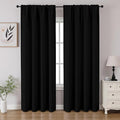 CUCRAF Black Blackout Curtains 96 inch Length 2 Panels Set, Rod Pocket Room Darkening Drapes for Bedroom Living Room, Insulated Thermal Light Blocking Window Curtain (W52 x L96 Inch)