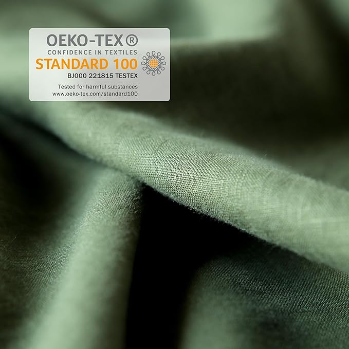 XZ XIFA Green Linen Duvet Cover Full, 100% Washed French Flax Linen Bedding Set with Zipper Closure, Cooling & Textured Bed Sets for Hot Sleepers(1 Duvet Cover, 2 Pillowcases)