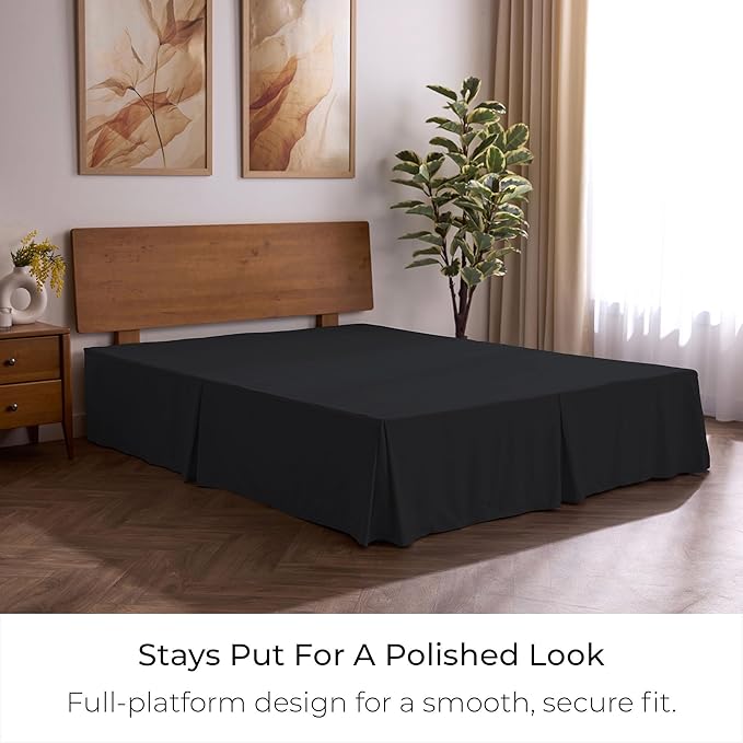 Mellanni Bed Skirt Full Size - Bed Skirting - 15-Inch Tailored Drop Pleated Dust Ruffle - Hotel Luxury Bedding - Wrinkle, Fade, Stain Resistant - 1 Bedskirt (Full, Black)