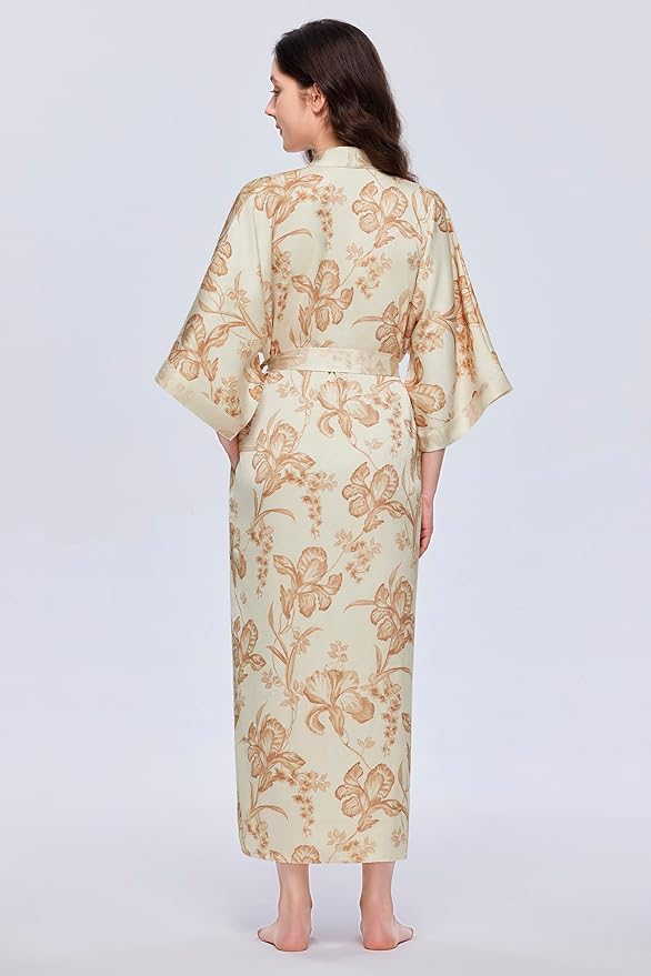 PRODESIGN Kimono Robe for Women - Long Satin Sleepwear Silky Kimono Cover-Up Nightgown Japanese Bathrobe Loungewear Blouse