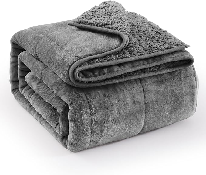 Super Fuzzy Soft Sherpa Fleece Weighted Blanket, 15 lbs Dual Sided Fluffy Heavy Weighted Blankets for Adults - No Bunching with Double Layers of Soft Inner Lining (60"x 80", 15 Pounds)