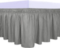 PureFit Wrap Around Ruffled Bed Skirt with Adjustable Elastic Belt - 14 Inch Drop Easy to Put On, Wrinkle Free Bedskirt Dust Ruffles, Bed Frame Cover for Twin, Twin XL and Full Size Beds, Gray