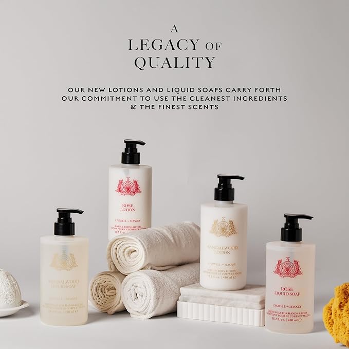 Caswell-Massey Rose Hand and Body Lotion for Dry Skin, Daily Moisturizing Lotion with Almond Oil, Shea Butter & Vitamin E, Fast-Absorbing Non-Greasy Hydrating Moisturizer, Pump Bottle 15.2 fl oz