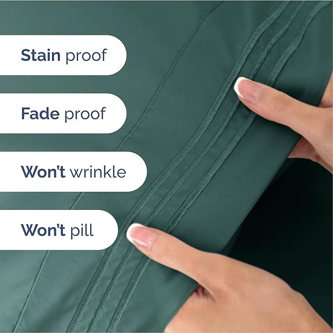 Queen Size 4 Piece Sheet Set - Extra Soft, Breathable & Cooling Sheets - Hotel Luxury Durable Bed Sheets for Women & Men - Deep Pockets, Easy-Fit & Wrinkle-Free Sheets - Dusty Teal Oeko-Tex Bed Sheets