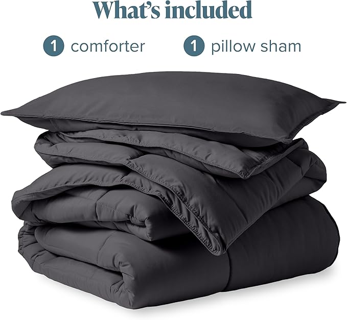 Bare Home Comforter Set - Twin/Twin Extra Long Size - Ultra-Soft - Goose Down Alternative - Premium 1800 Series - All Season Warmth (Twin/Twin XL, Forged Iron Grey)
