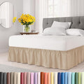 Wrap Around Dust Ruffle Bed Skirt - Cream - for Queen Size Beds with 12 Inch Drop - Easy Fit Elastic Strap - Adjustable Pleated Bedskirt w/Brushed Fabric - Wrinkle Free - for Women, Men, Kids & Teens