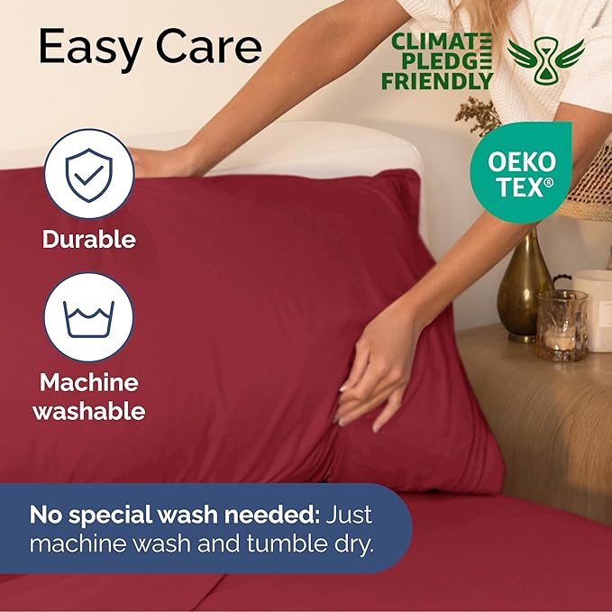 Cal King Size 4 Piece Sheet Set - Extra Soft, Breathable & Cooling Sheets - Hotel Luxury Durable Bed Sheets for Women & Men - Deep Pockets, Easy-Fit & Wrinkle-Free Sheets - Berry Oeko-Tex Bed Sheets