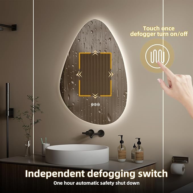 Led Mirror for Bathroom, 28"x 36" Bathroom Vanity Mirror with Lights, Human Body Sensing, Anti-Fog, 3 Colors and Dimmable, Backlit Light Up Bathroom Mirror Wall Mounted.