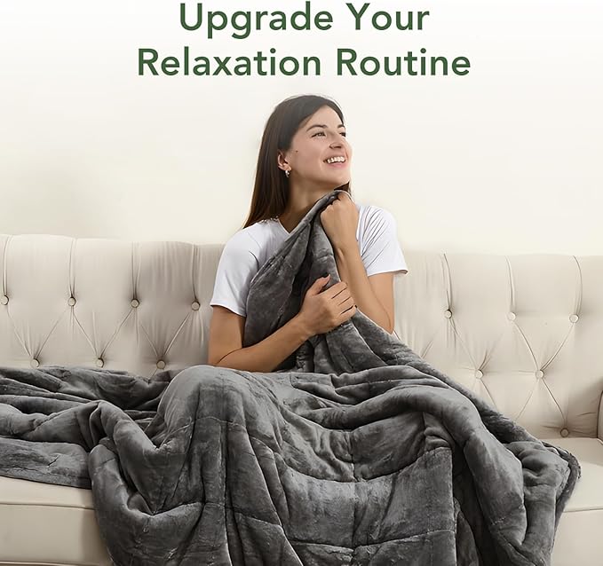 Sivio Weighted Blanket for Adult, 15 lbs Sherpa Heavy Blanket with Soft Flannel Reversible, Queen Size, Extra Warm Cozy Fluffy Weighted Blanket, 60x80 Inches Dual Sided Grey
