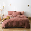 Cottonight Brick Red Comforter Queen Bedding Set - Full Solid Modern Blackish Red Blanket Quilts Soft Simple Breathable Comforter for Women & Men