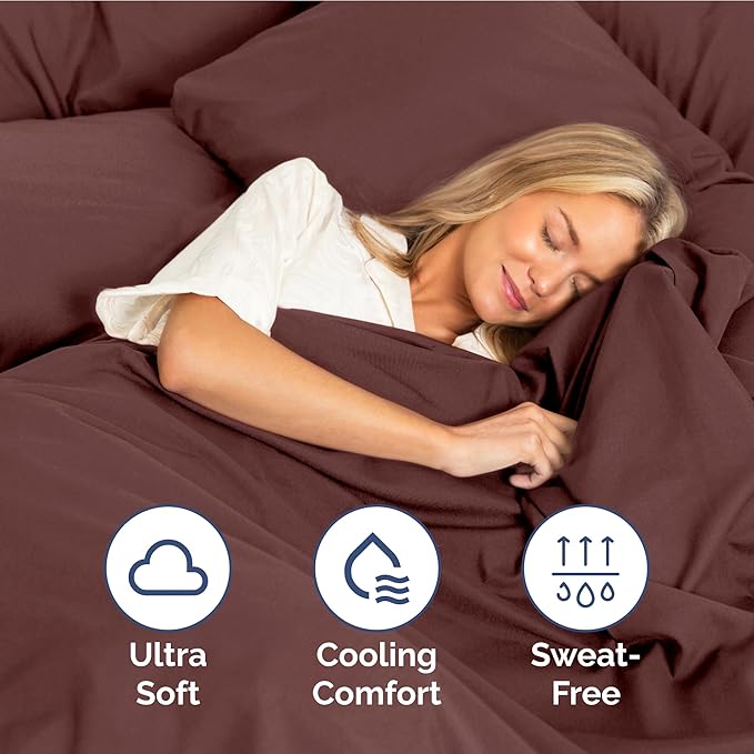 Full Size 4 Piece Sheet Set - Extra Soft, Breathable & Cooling Sheets - Hotel Luxury Durable Bed Sheets for Women & Men - Deep Pockets, Easy-Fit & Wrinkle-Free Sheets - Dark Russet Oeko-Tex Bed Sheets