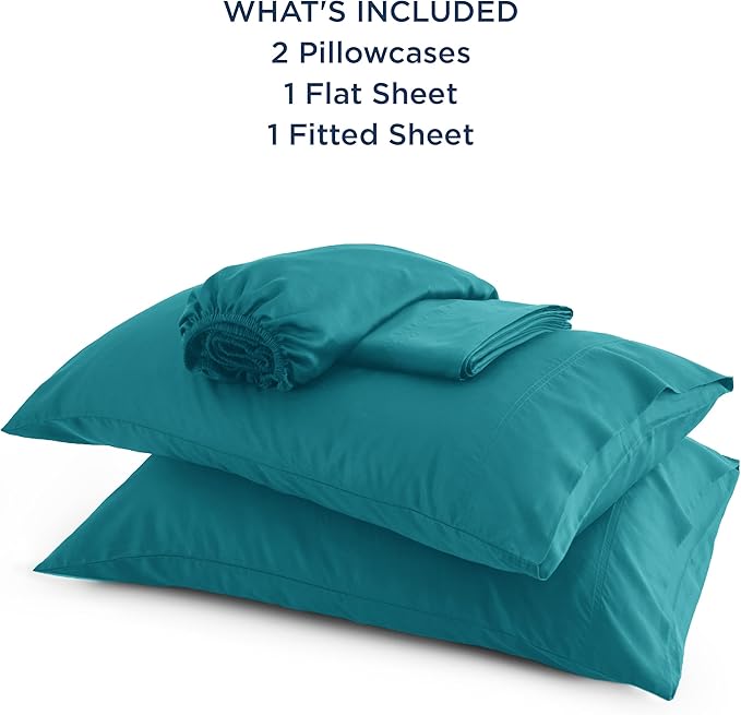 Bedsure California King Sheet Sets, Cooling Sheets, Rayon Derived from Bamboo, Breathable & Soft, Deep Pocket Up to 16 Inches, Hotel Luxury Silky Bedding for Hot Sleepers, Turquoise