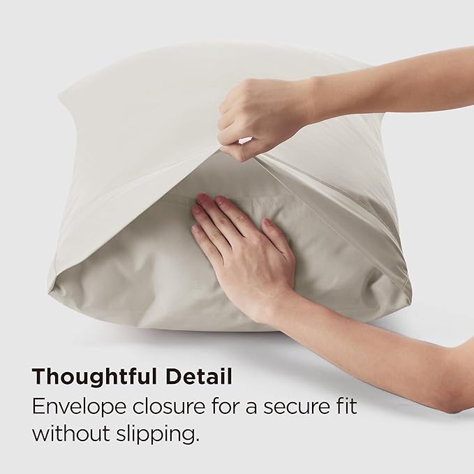 Bedsure Pillow Cases Standard Size Set of 2 - Brushed Microfiber Pillowcases, Super Soft Pillowcase, Pillow Case Covers with Envelope Closure, Wrinkle, Fade and Stain Resistant, Linen, 20x26 Inches