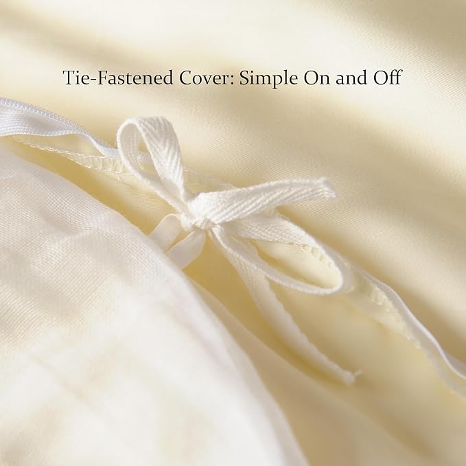 CUDDLE DREAMS Silk Filled Comforter for All Season, Detachable Tencel Duvet Cover for Easy Care, Naturally Breathable (Ivory, Queen)