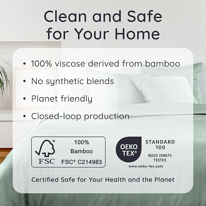 Bambaw King Sheets Set 4pcs – 100% Viscose Derived from Bamboo Sheets King Size Deep Pocket, Fits Up to 16'', Luxury Bedding, Super Soft & Cooling Sheet Set (Sea Glass)