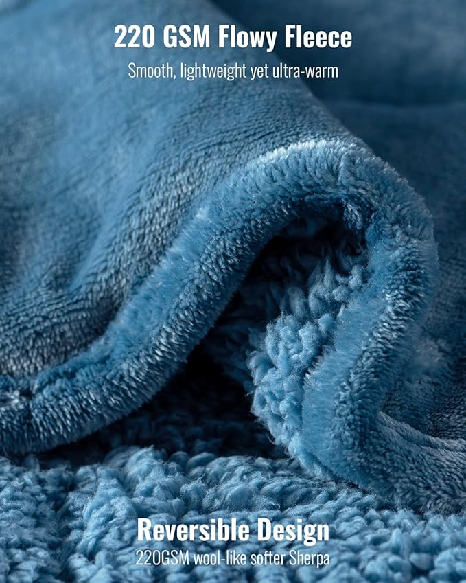 Uttermara Sherpa Fleece Weighted Blanket 20 lbs for Adult, Unicolor Ultra-Soft Fleece and Sherpa, Dual Sided Cozy Plush Blanket for Sofa Bed, 60 x 80 inches, Slate Blue
