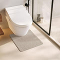 Toilet Rug, Thin Toilet Rugs U Shaped Washable Non Slip Absorbent Quick Dry Low Pile Toilet Mat, Beige 20"x24" U Shape
