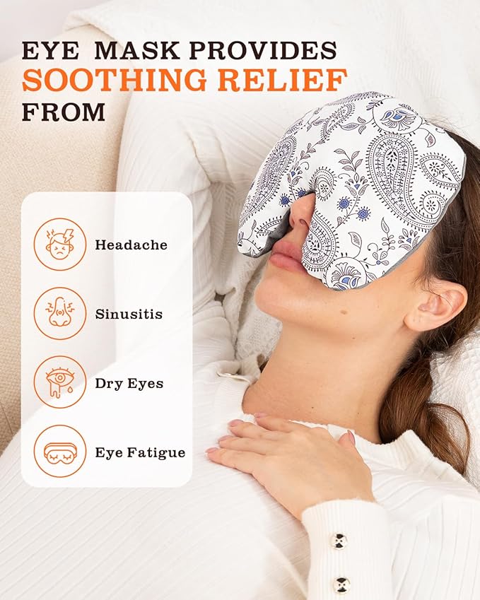 Weighted Sinus Mask, Warm Cold Compress Eye Mask for Dry Eyes, Migraine, Sinus Pressure Relief, Stress, Eye Pillow Microwavable Face Heating Pad for Puffy Eyes, Self-Care Gifts for Women (8x7 Inch)