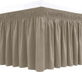 Biscaynebay Wrap Around Bed Skirts for Queen Size Beds 18" Drop, Taupe Adjustable Elastic Dust Ruffles Easy Fit Wrinkle Resistant Silky Luxurious Fabric Machine Washable