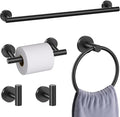 5 Pieces Matte Black Round Towel Bar Set Bathroom Hardware Accessories Set Upgraded Toilet Paper Holder Towel Racks Set for Bathroom Stainless Steel Wall Mounted 23.6 in