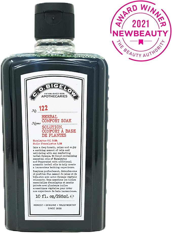 C.O. Bigelow Herbal Comfort Soak, Aromatherapy Bath Soak for Seasonal Discomfort, Relaxation, Muscle Relief with Essential Oils, Eucalyptus, Peppermint, Echinacea, 10 fl oz