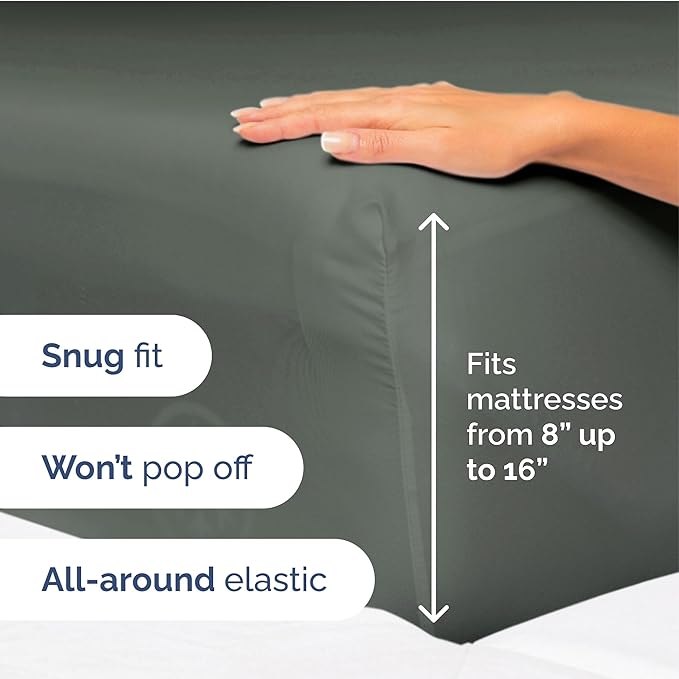 Split King Size 5 Piece Sheet Set - Extra Soft, Breathable & Cooling Sheets - Hotel Luxury Bed Sheets for Women & Men - Deep Pockets, Easy-Fit & Wrinkle-Free Sheets - Gunmetal Grey Oeko-Tex Bed Sheets