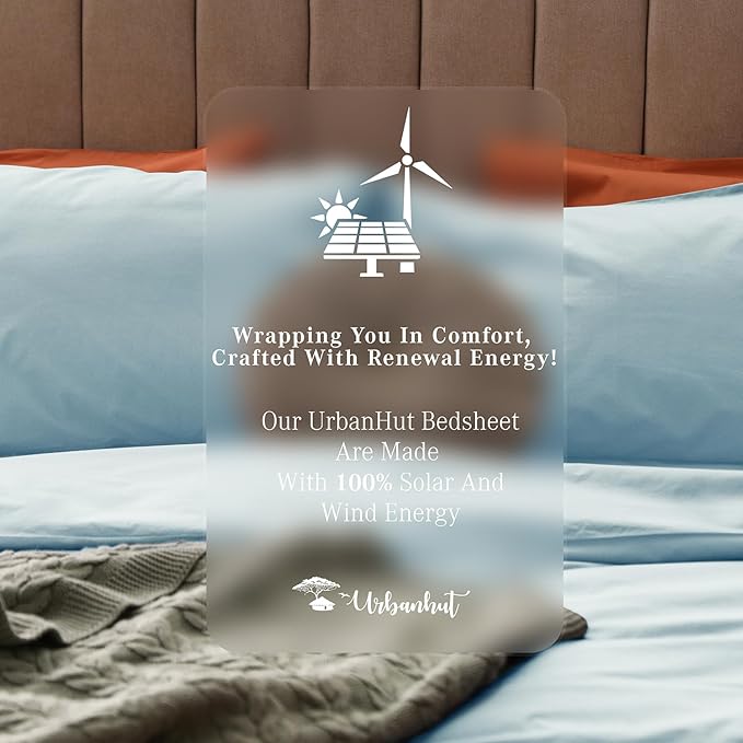 URBANHUT 700 Thread Count King Size Egyptian Cotton Sheets, 4Pc Sheet Set Soft Luxury Bed Sheets for King Size Bedding, Sateen Weave Hotel Bedsheets, 16'' Elasticized Deep Pocket - Light Blue