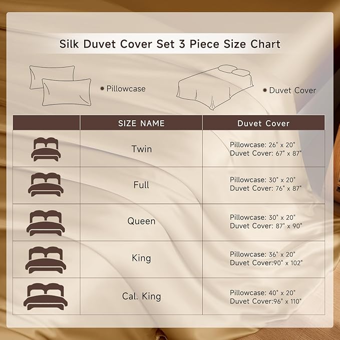 THXSILK 100% Pure Mulberry Silk Duvet Cover Set 3 Piece, 6A+ Grade Luxury Soft Bedding Silk Sheets for Hair and Skin, 1 Pcs Quilt/Comforter Cover with 2 Zippered Pillowcases (Metallic Gold, King)