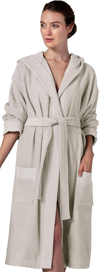 SEYANTE Organic Turkish Cotton Terry Hooded Kimono Bathrobe, Robe for Women