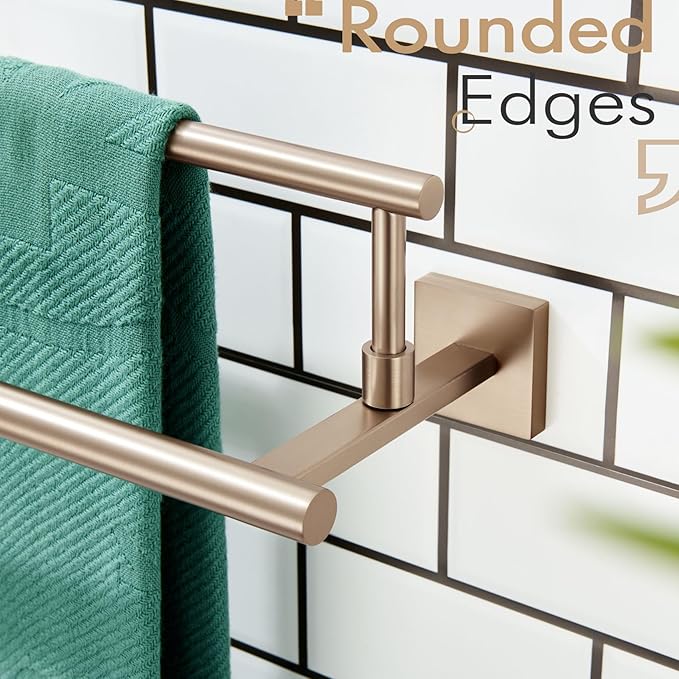 KOKOSIRI Towel Bars 20-Inch Bathroom Towel Holder Champagne Bronze Bath Towel Rails Kitchen Racks for Cabinet Stainless Steel B5009CPG-L20