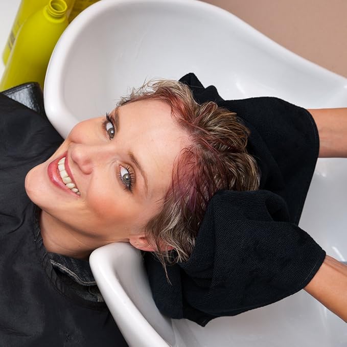 Arkwright Bleach Proof Salon Towels - Pack of 12 - Highly Absorbent, 100% Cotton, Quick Dry Spa Face Towel for Hair Stylist, Barber, Pedicure, and Esthetician, 16 x 28 in, Black