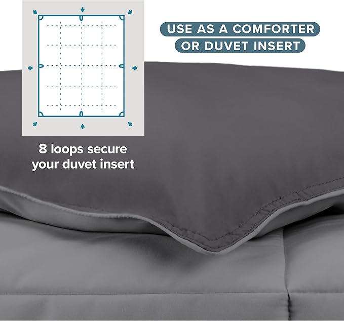Bare Home Queen Comforter - Reversible Colors - Goose Down Alternative - Ultra-Soft - Premium 1800 Series - All Season Warmth - Bedding Comforter (Queen, Grey/Forged Iron Grey)