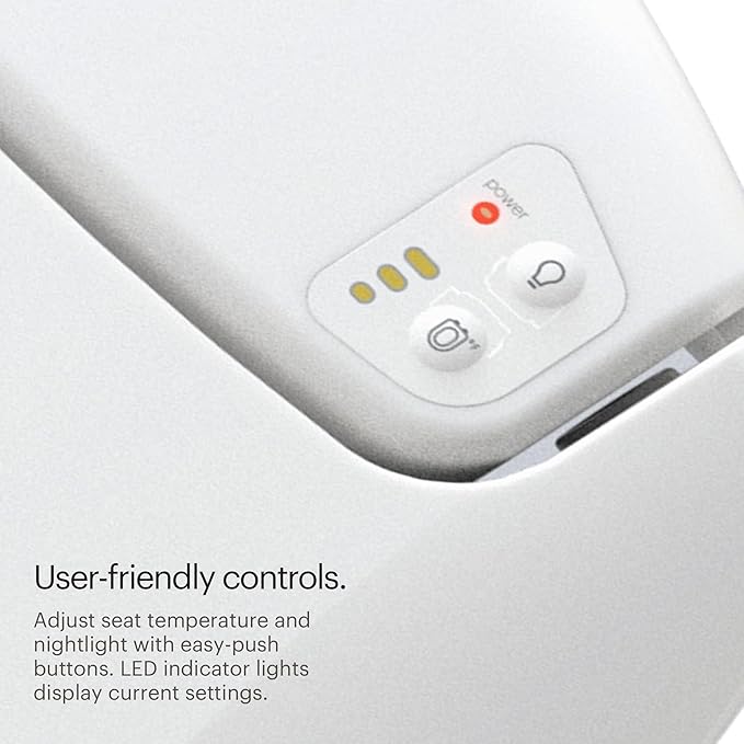 Brondell L60-EW LumaWarm Heated Nightlight Elongated Toilet Seat, White
