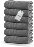 TOALLA_ Bath Towels_30x60_Pk 6_Dark Grey Bath Towels (6-Pack, 30W X 60 L Inches) Dark Grey Color- Cotton Towel for Gym, Bath, Spa, Shaving, Shampoo, for Daily use, Large