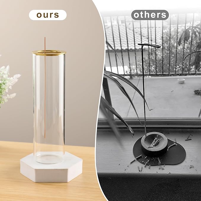 Ceremony Incense Holder, 2 in 1 Incense Burner for Sticks, Ash-Proof Glass Incense Burner for Meditation Yoga Spa Room Decor