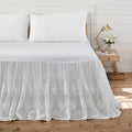 Brandream Lace Bed Skirt Queen Size White 18 Inch Drop Romantic Dust Ruffle Split Corners Bed Sheets Cover Excellent Quality
