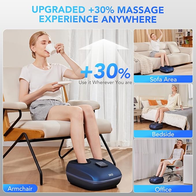 SKG Foot Massager with Heat and Remote, Upgrade Electric Feet Massager for Plantar Fasciitis Pain Relief, 3 Levels Compression Massage for Neuropathy Plantar Fasciitis, Up to Size 13 Home Office Use