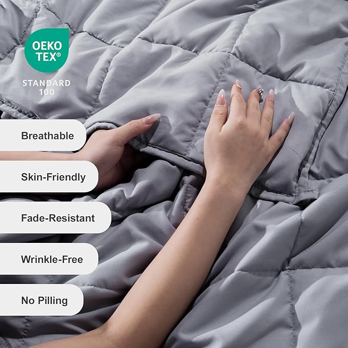 Lofus Weighted Blanket for Adults 17 lbs 60"x 80" Queen Size, Breathable All-Season Weighted Heavy Blankets, Soft Microfiber with Premium Glass Beads for Sleeping, Grey