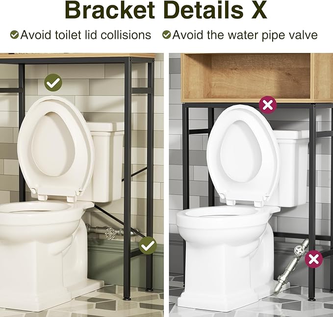 Over The Toilet Storage Cabinet with Fluted Doors and Adjustable Shelf, Tall Bathroom Organizer with Metal Stand Space Saver Over Toilet , Wood Rack for Bathroom, Restroom, Laundry, Natural Oak