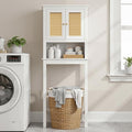 Over The Toilet Storage Cabinet, Behind Toilet Bathroom Organizer with Adjustable Shelves, Above Toilet Organizers with Barn Door, Space Saver for Restroom, Bathroom, Laundry