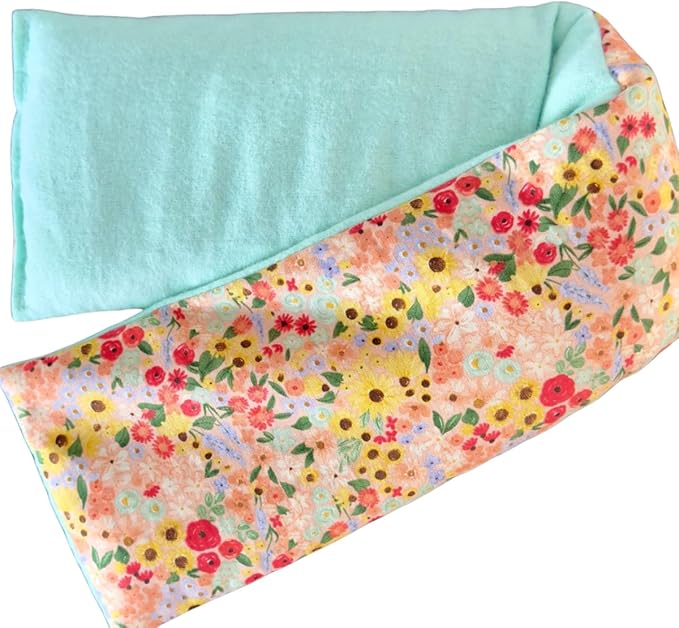 Microwave Heating Pad for Neck and Shoulders, Heated Wrap, Hot and Cold Pack, Flax Seed, Scented or Unscented, Reusable Moist Heat Therapy, Microwavable Bean Bag, 5" x 23" (Pink Floral, Chamomile)