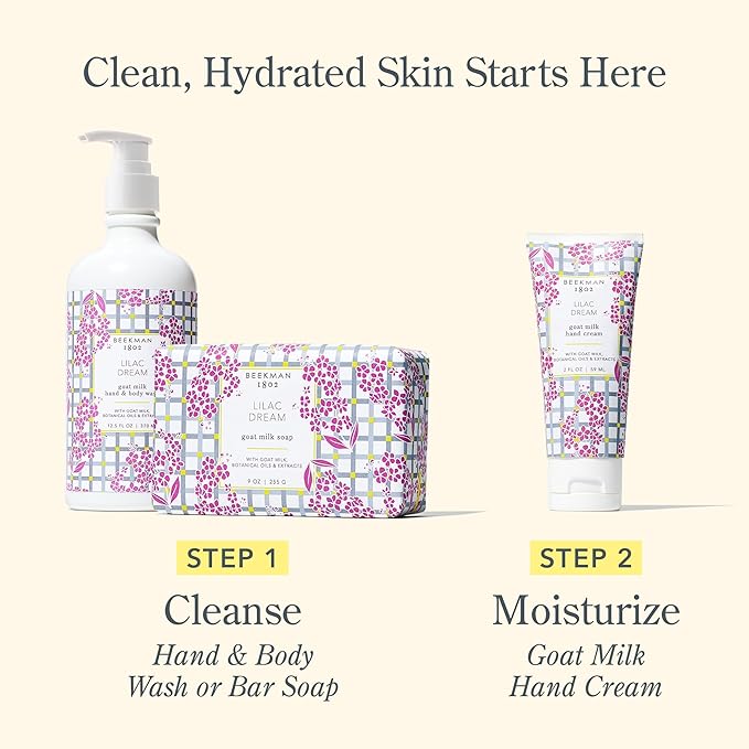 Beekman 1802 Lilac Dream Hand Cream - 3.4 oz - Nourishes, Hydrates & Repairs - With Goat Milk, Shea Butter, and Glycerin - Non-Greasy - No Irritation - Good for Sensitive Skin