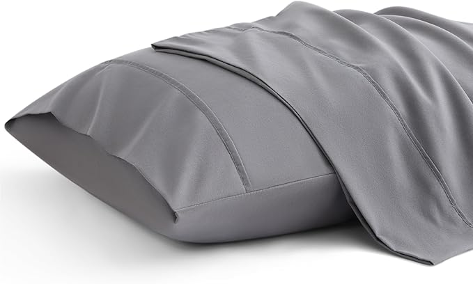 Bedsure Pillow Cases Standard Size Set of 2 - Dark Grey Brushed Microfiber Pillowcases, Super Soft and Cozy Pillow Case Covers with Envelope Closure, Wrinkle, Fade and Stain Resistant, 20x26 Inches